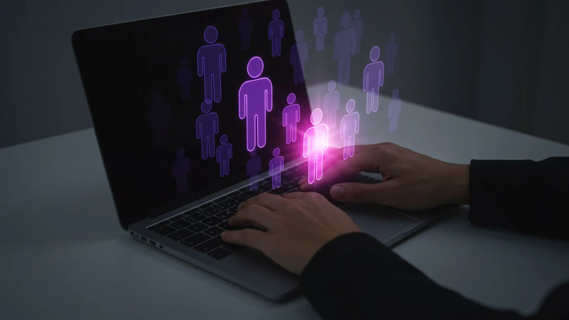 Talent acquisition concept with laptop and candidate profile icons